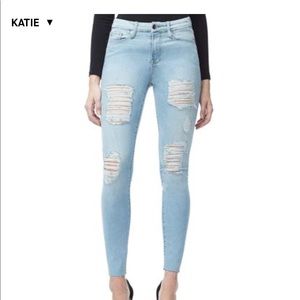 GOOD AMERICAN good waist raw edge blue044